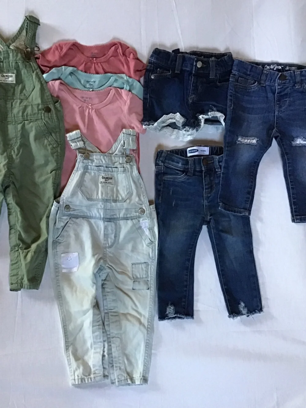 Bundle Kids Girls Overalls & Jeans Set in Green, Light Blue, Pink Size 12/18 M - Picture 7 of 8